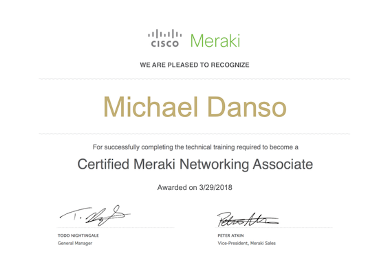 Cisco Meraki Network Associate